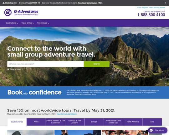 g adventures travel agent site